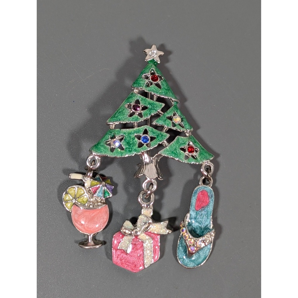 Christmas Tree Brooch Dangling Charm Holiday Pin Gifts Ornaments